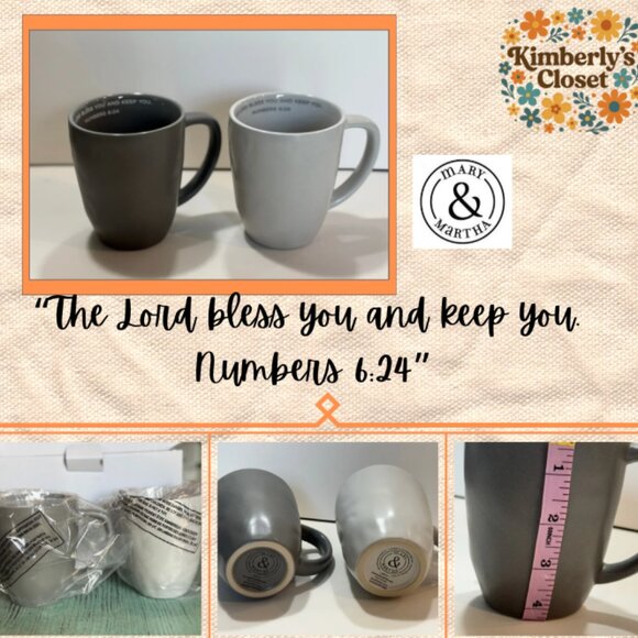 Mary & Martha Simply Elegant Mug Set Gray NIB Scripture (retired) - Picture 2 of 10